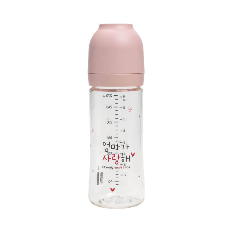 ขวดนม PA - HAENIM รุ่น NOTHING™ ขนาด 9 ออนซ์ ลาย MOM สีชมพู (ไม่รวมจุกนม)_0